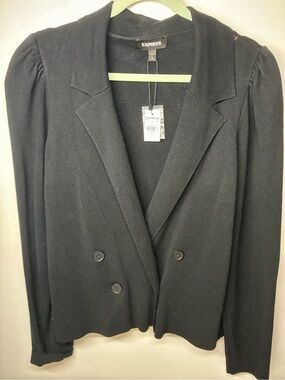 Express Black Double-Breasted Knit Blazer